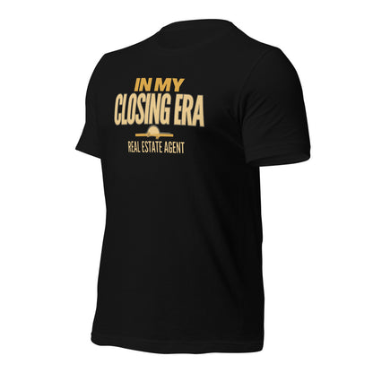 In My Closing Era real estate agent tee — Black, front-right