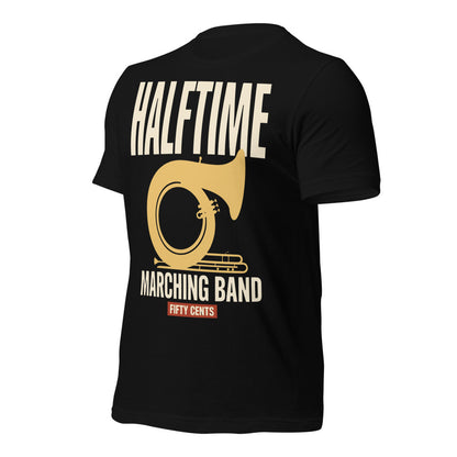 Official Halftime vintage marching band t-shirt — Black, front-right