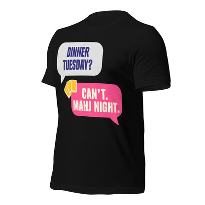 Mahj Night funny mahjong tee — Black, front-right