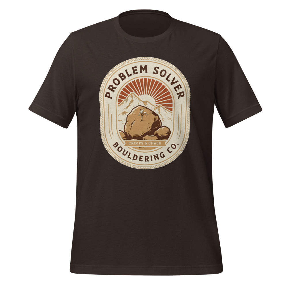 Problem Solver Bouldering Badge t-shirt — Brown, front