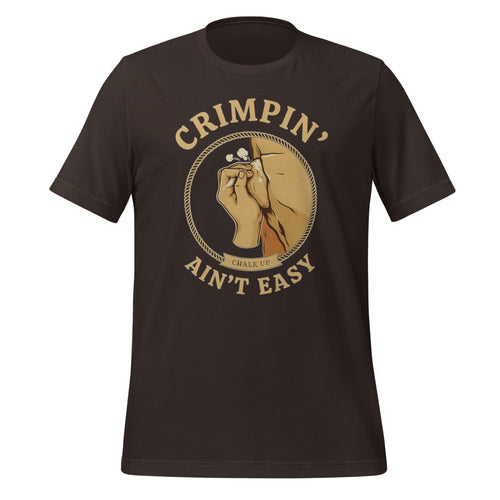 Bouldering Shirt, Funny Rock Climbing Tee, Crimpin' Ain't Easy Badge — Chalk Up Climber Gift