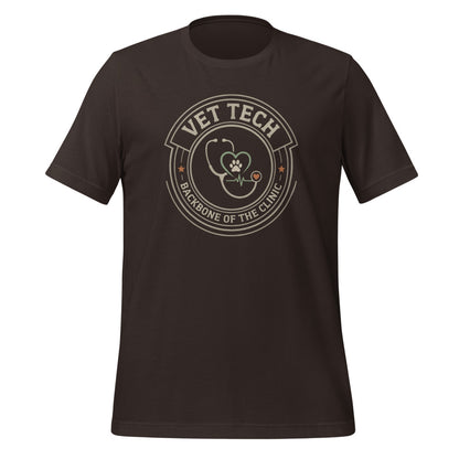 Vet Tech Crest retro veterinary technician tee — Brown, front