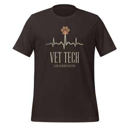 Every Heartbeat Matters minimalist vet tech tee — Brown, front