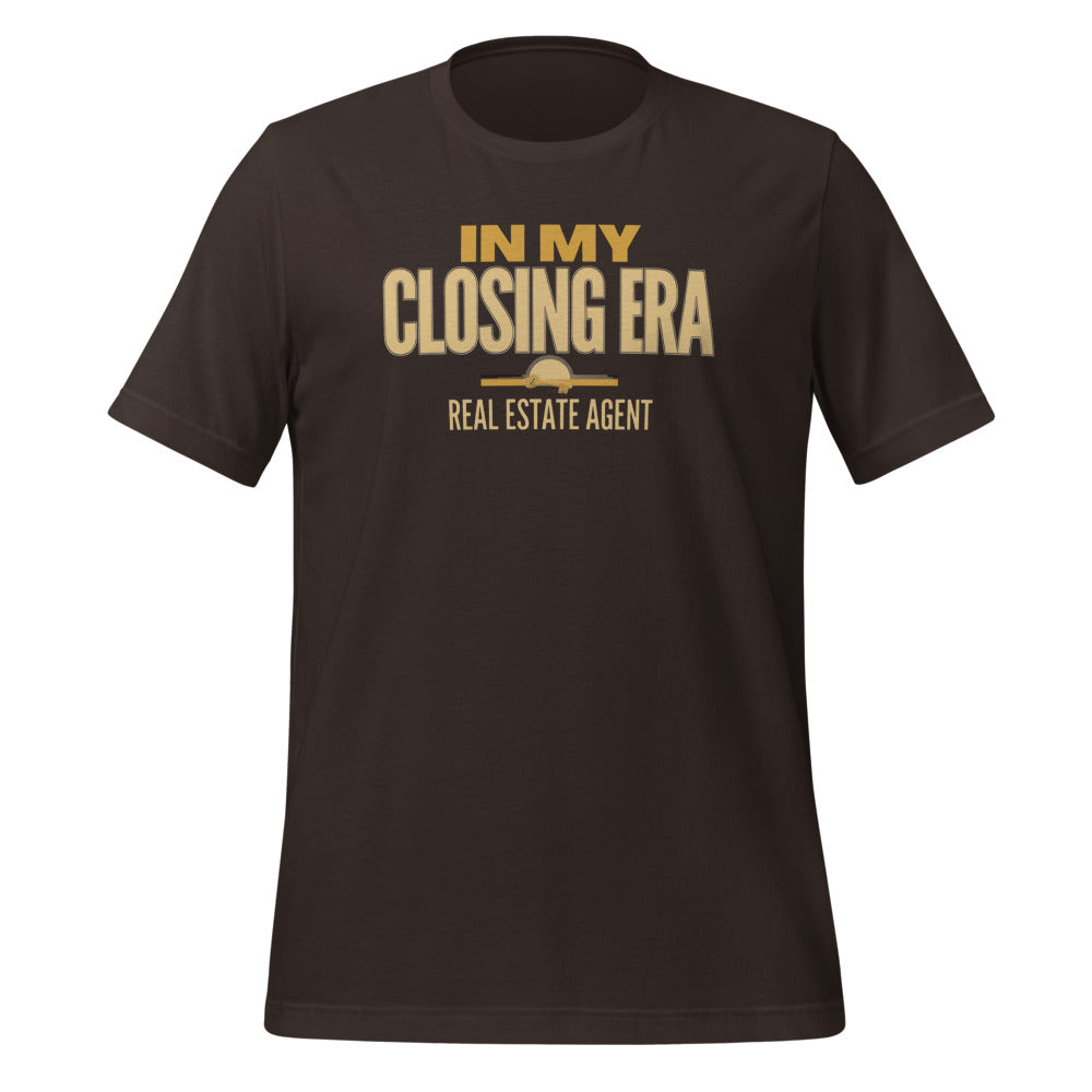 In My Closing Era real estate agent tee — Brown, front