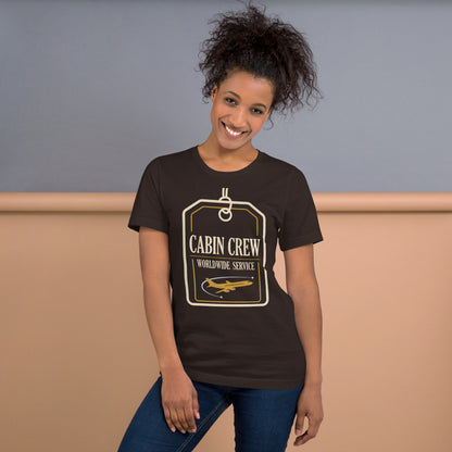 Worldwide Service cabin crew tee — Brown, on model