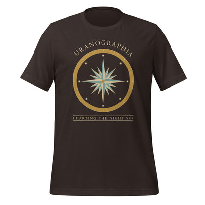 Uranographia vintage celestial chart astronomy tee — Brown, front