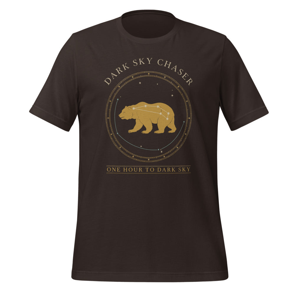 Dark Sky Chaser Ursa Major constellation astronomy tee — Brown, front