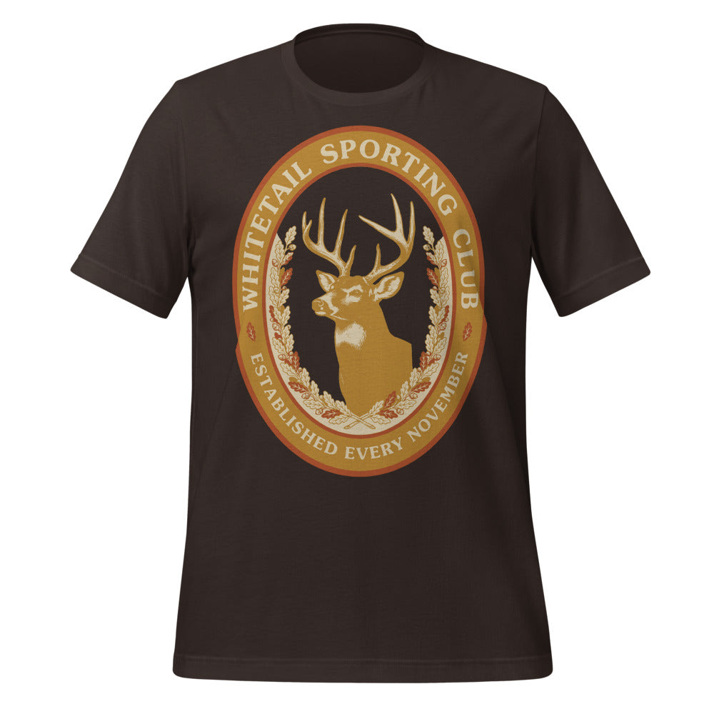 Whitetail Sporting Club vintage deer hunting tee — Brown, front