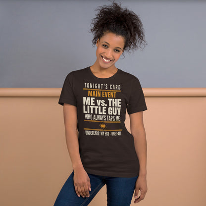 Tonight's Card funny Brazilian jiu jitsu t-shirt — Brown, on model