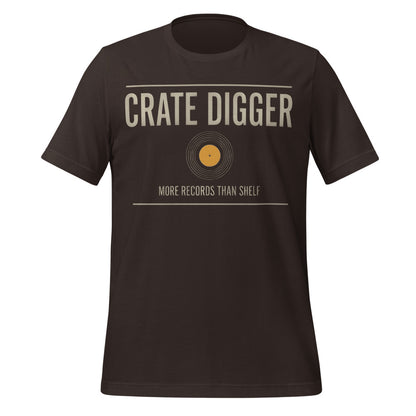 Crate Digger vinyl record tee — Brown, front