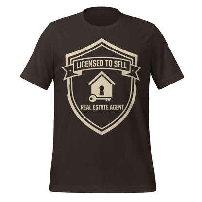 Licensed to Sell real estate agent tee — Brown, front