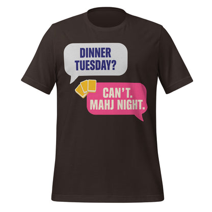 Mahj Night funny mahjong tee — Brown, front