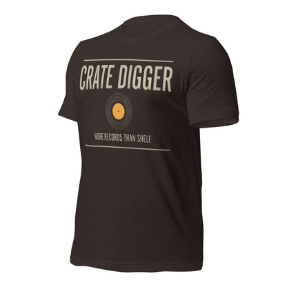 Crate Digger vinyl record tee — Brown, front-right