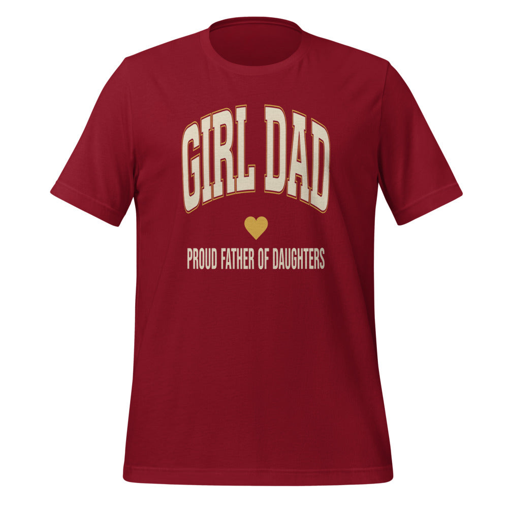 Girl Dad retro varsity tee — Cardinal, front