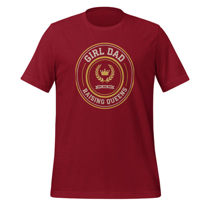 Girl Dad Raising Queens crest tee — Cardinal, front