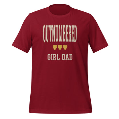 Girl Dad Outnumbered & Proud tee — Cardinal, front