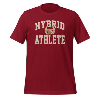 Hybrid Athlete vintage varsity tee — Cardinal, front