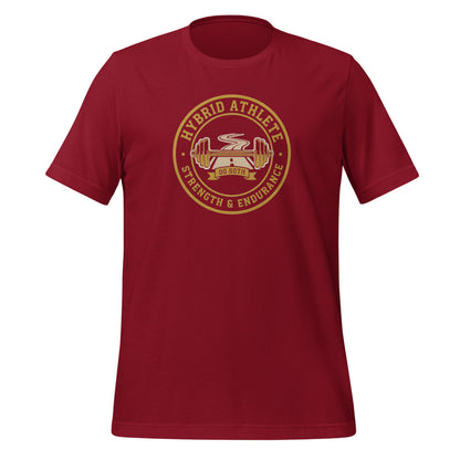 Hybrid Athlete vintage athletic-department crest tee — Cardinal, front