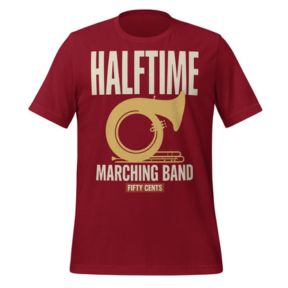 Official Halftime vintage marching band t-shirt — Cardinal, front