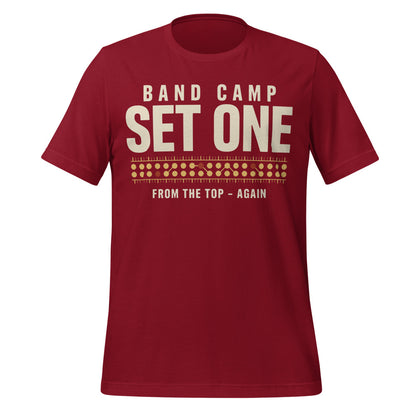 Set One marching band drill chart t-shirt — Cardinal, front