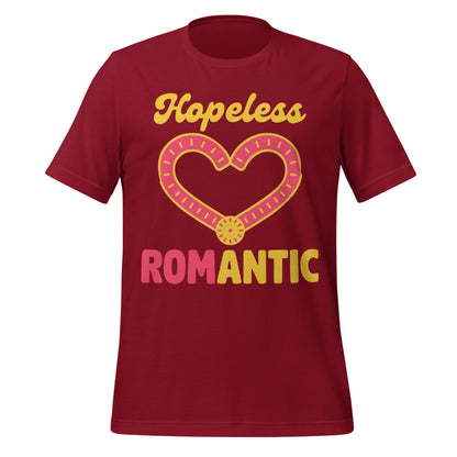 Hopeless ROMantic funny physical therapy tee — Cardinal, front