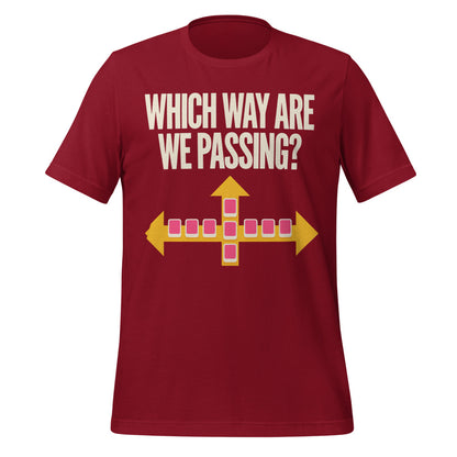 Which Way Are We Passing funny mahjong tee — Cardinal, front