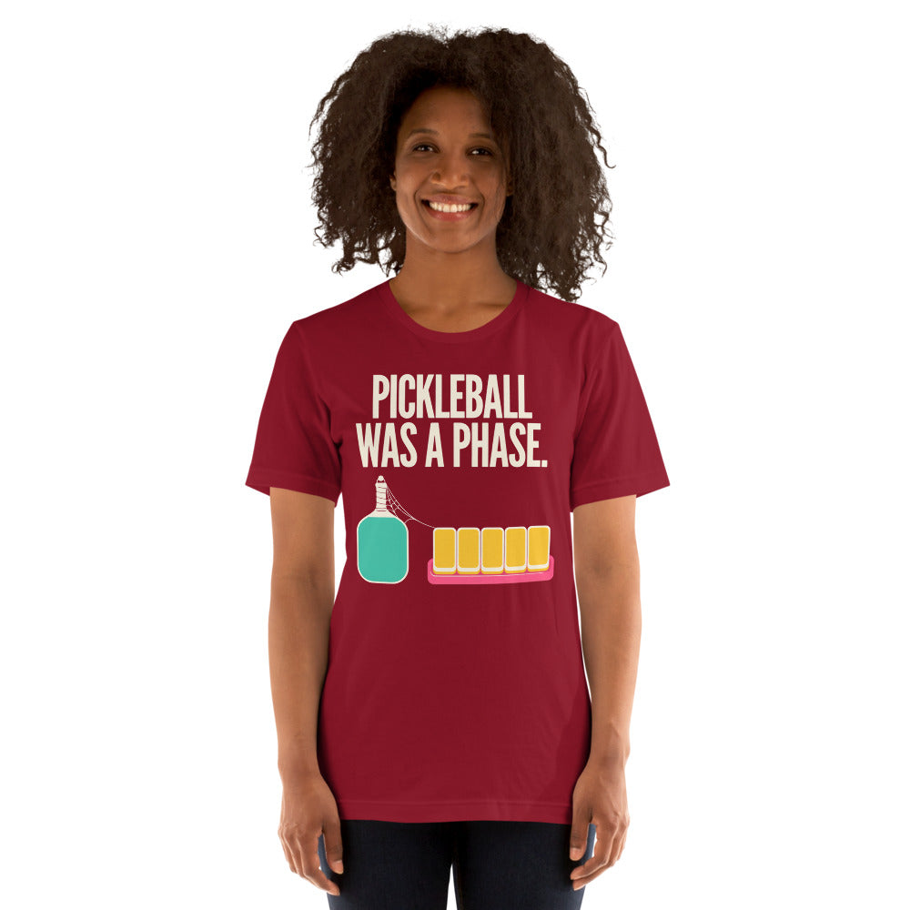 Pickleball Was A Phase funny mahjong tee — Cardinal, on model