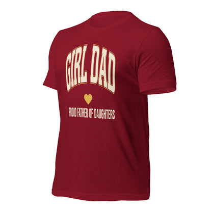 Girl Dad retro varsity tee — Cardinal, front-right