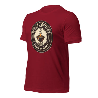 Serial Griller funny BBQ tee — Cardinal, front-right