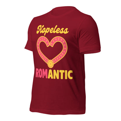Hopeless ROMantic funny physical therapy tee — Cardinal, front-right