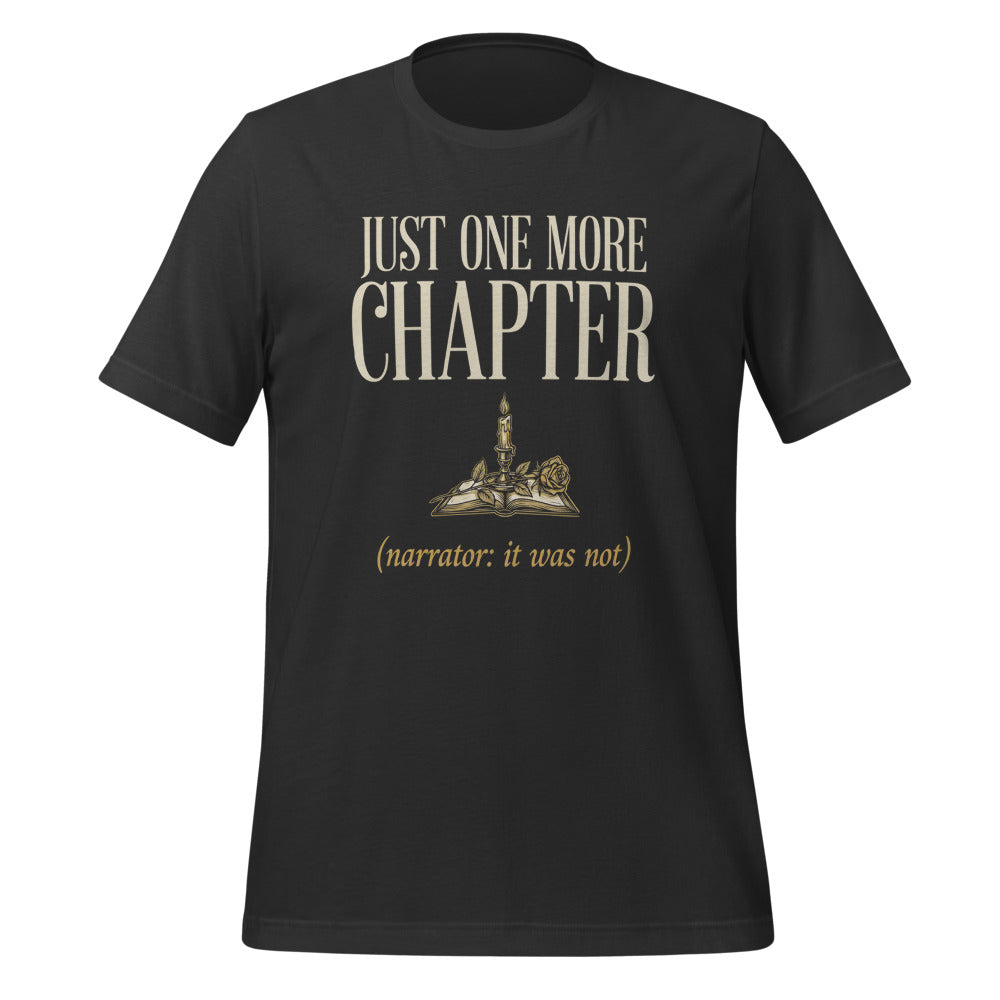 Just One More Chapter book lover dark academia tee — Dark Grey, front