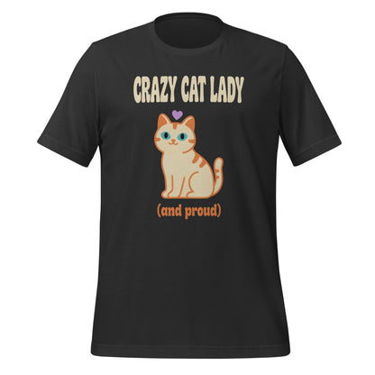 Crazy Cat Lady and Proud retro Y2K tee — Dark Grey, front