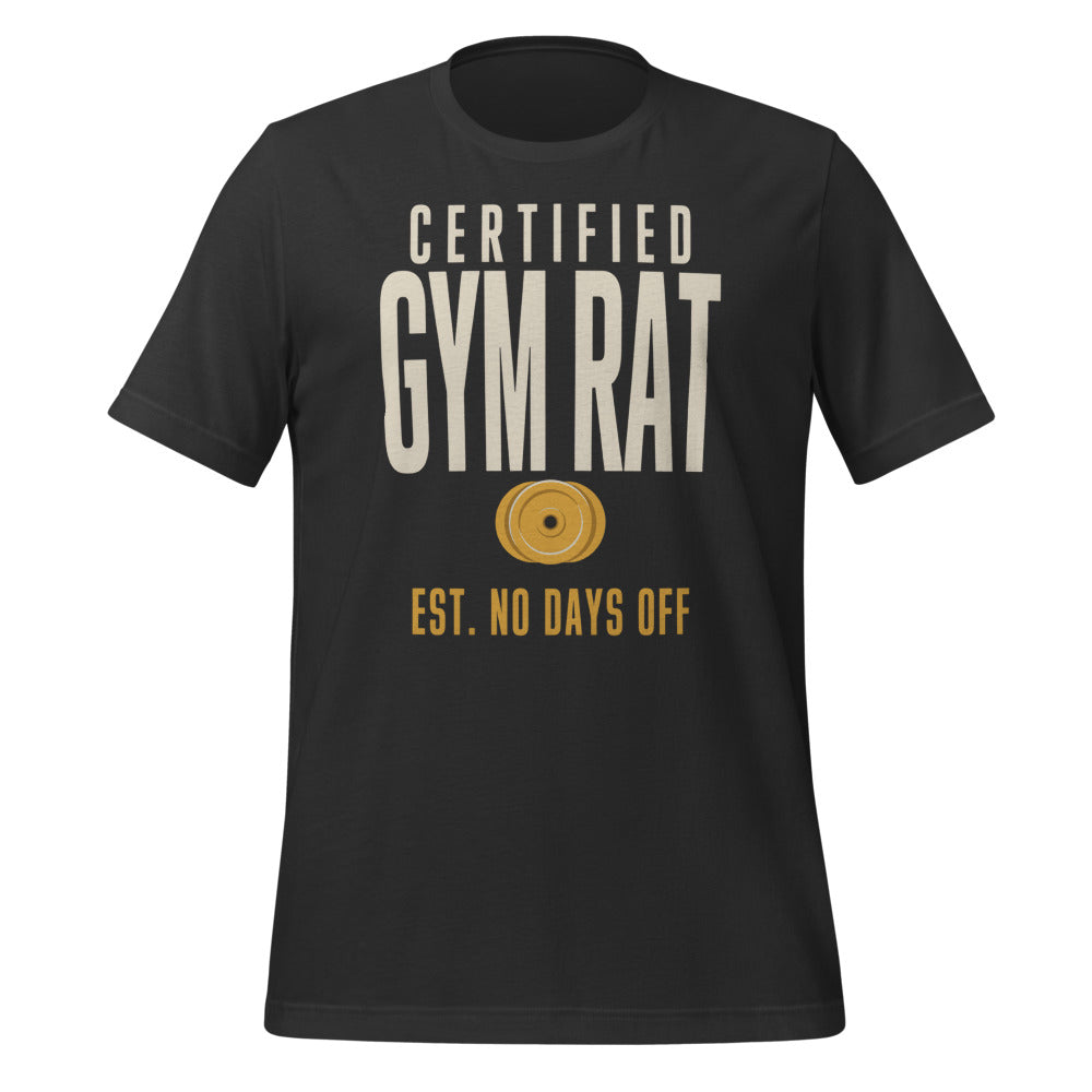 Certified Gym Rat vintage athletic tee — Dark Grey, front