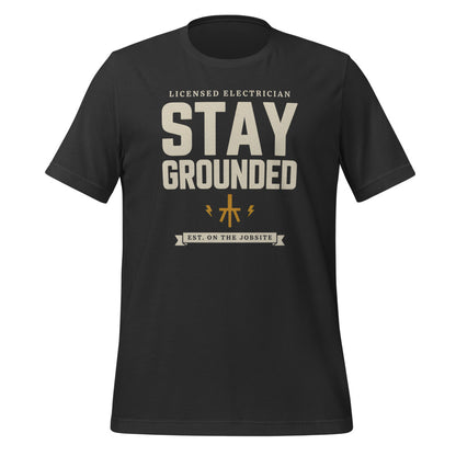 Stay Grounded funny electrician tee — Dark Grey, front