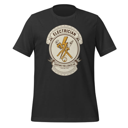 Electrician Journeyman trade crest tee — Dark Grey, front