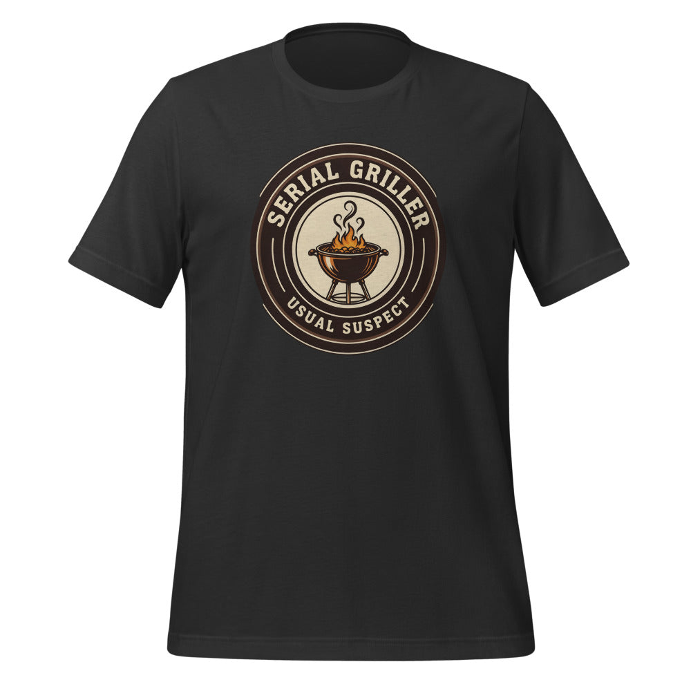 Serial Griller funny BBQ tee — Dark Grey, front