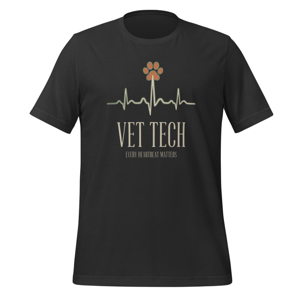 Every Heartbeat Matters minimalist vet tech tee — Dark Grey, front