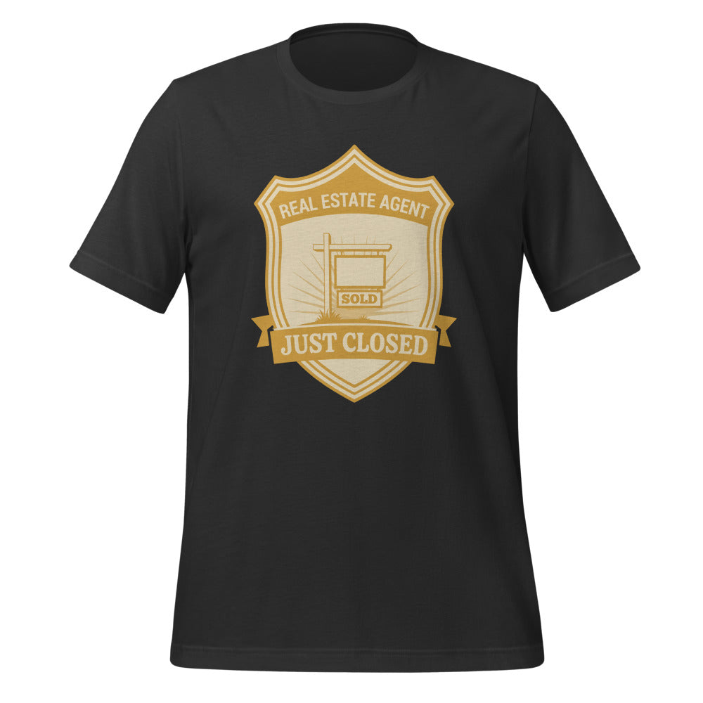 Just Closed real estate agent tee — Dark Grey, front