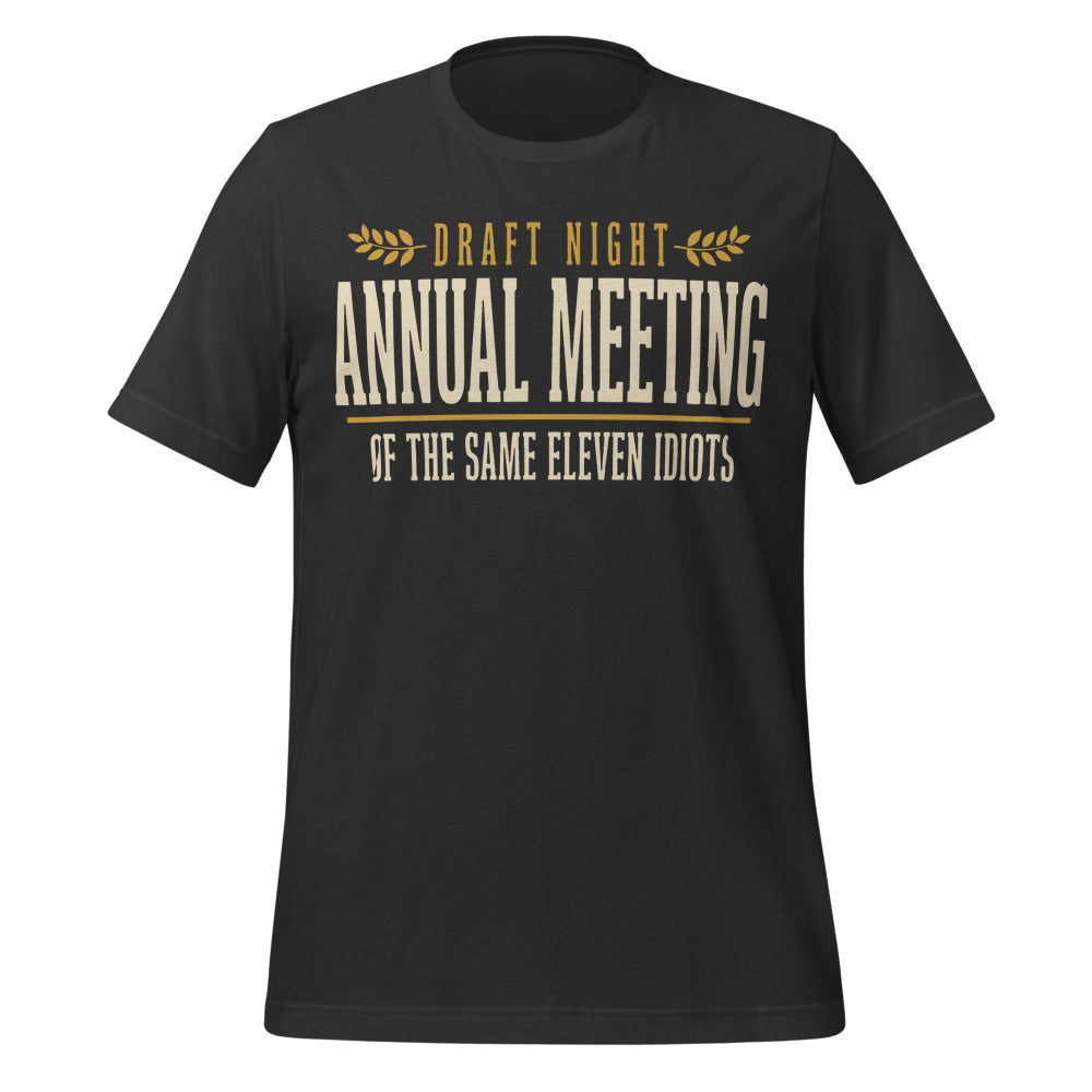 Annual Meeting of the Same Eleven Idiots funny fantasy football draft tee — Dark Grey, front