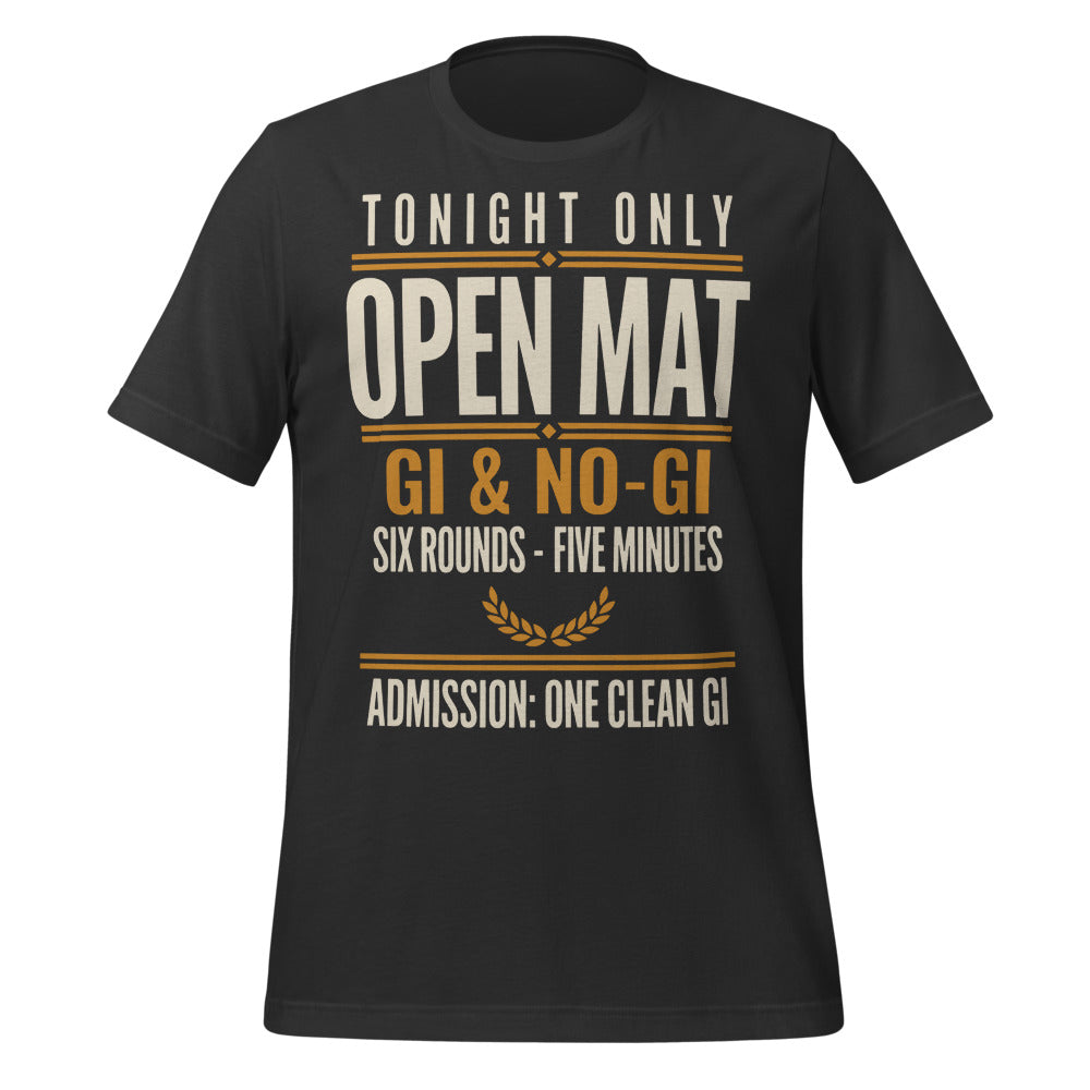 Open Mat Tonight Brazilian jiu jitsu t-shirt — Dark Grey, front
