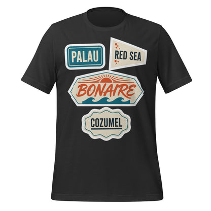 Vintage scuba diving dive sites travel decal t-shirt — Dark Grey, front
