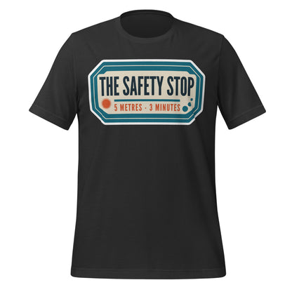 The Safety Stop vintage scuba diving travel decal t-shirt — Dark Grey, front