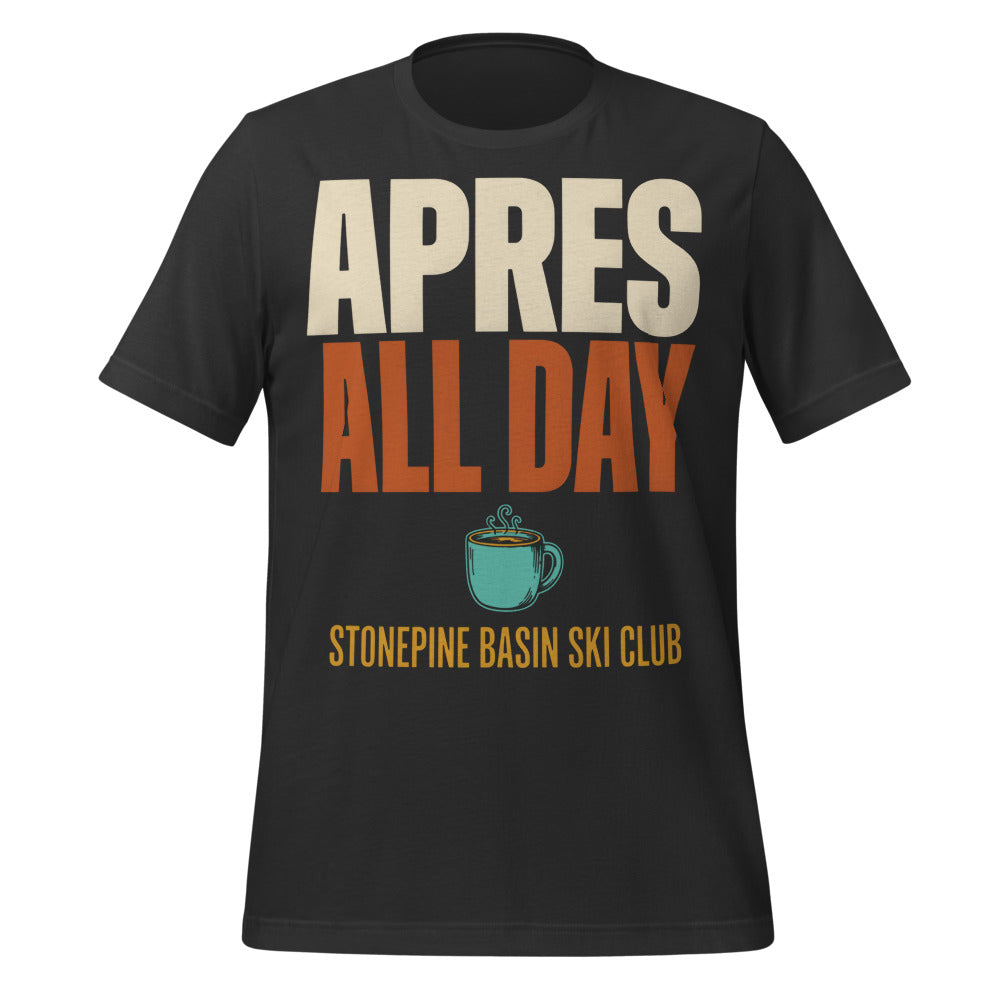 Après All Day Stonepine Basin Ski Club retro apres-ski t-shirt — Dark Grey, front