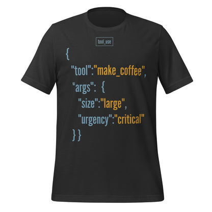 Tool Call Make Coffee AI engineer tee — Dark Grey, front