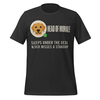 Head of Morale dog profile card unisex t-shirt — Dark Grey, front