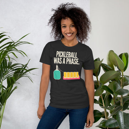 Pickleball Was A Phase funny mahjong tee — Dark Grey, on model