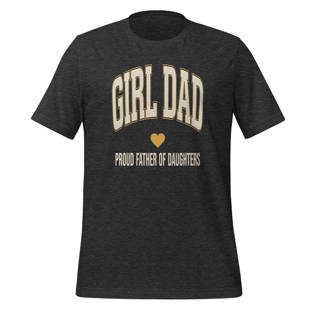 Girl Dad retro varsity tee — Dark Grey Heather, front