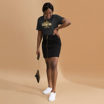 In My Closing Era real estate agent tee — Dark Grey Heather, on model