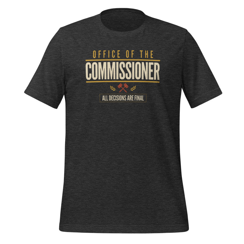 Office of the Commissioner fantasy football draft tee — Dark Grey Heather, front