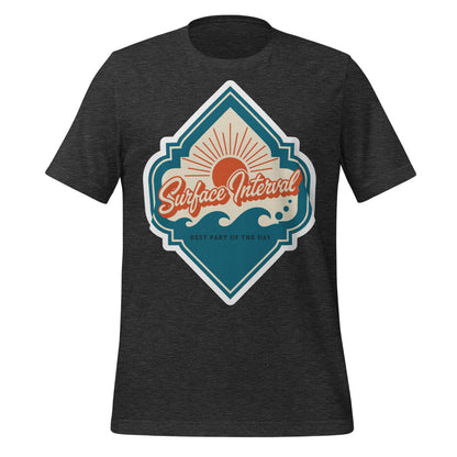 Surface Interval vintage scuba diving travel decal t-shirt — Dark Grey Heather, front